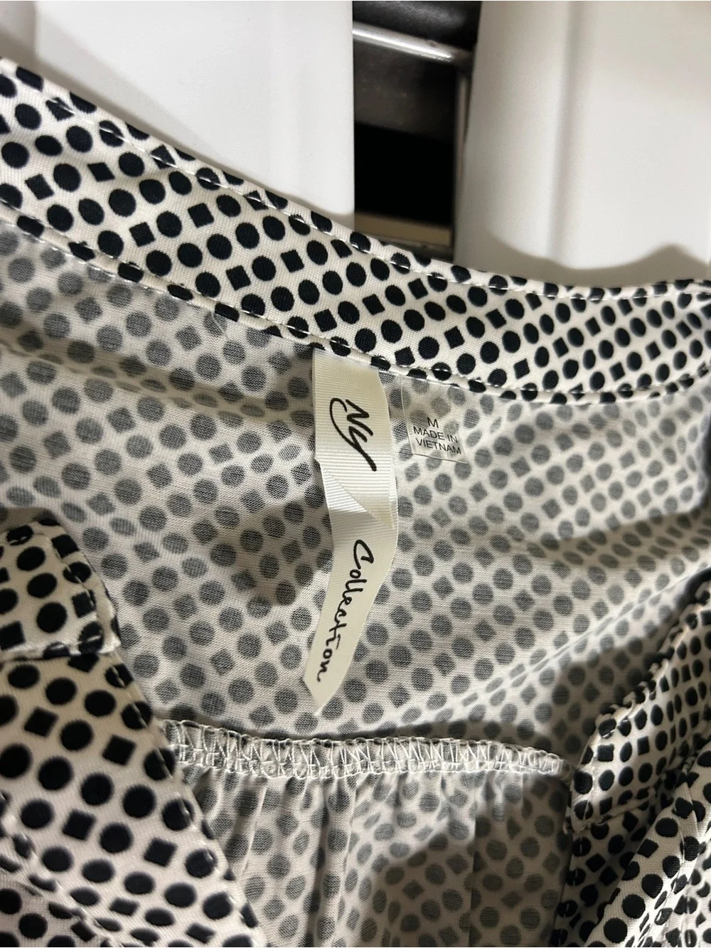 Women’s Medium Black and White Polka Dot Blouse